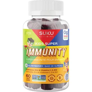 Kids Super Immunity Gummies - Sugar-Free with Elderberry, Echinacea, Zinc, Vitamins C, D, B12