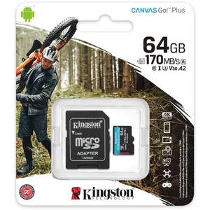 Kingston Canvas GO Plus 64GB Micro SDHC Card - Fast 170MB/s Transfer for 4K UHD & Action Cameras