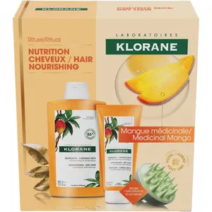 Klorane Christmas Set - Hair Nutrition with Mango Butter for Dry and Damaged Hair - 400ml & 200ml