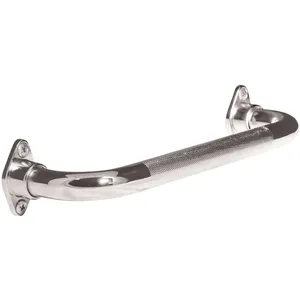 Knurled Chrome Grab Bar with Rotating Flange 18" for Bathtub, Shower, Toilet Support
