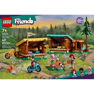 LEGO Friends Adventure Camp Cozy Cabins Playset 42624 with Mini Dolls and Camping Accessories