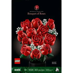 LEGO Icons Bouquet of Roses Build & Display Set 10328 – 822 Pieces - Perfect Gift for Adults