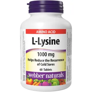 L-Lysine 1000 mg by Webber Naturals - Supports Cold Sore Relief, Collagen Formation, Vegan Friendly