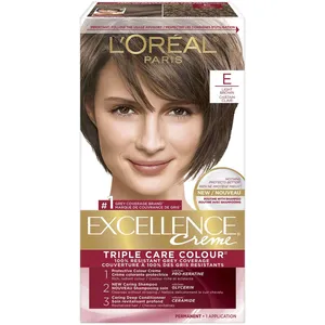 L'OrÃ©al Paris Excellence CrÃ¨me Permanent Hair Color in H Natural Black for 100% Grey Coverage