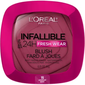 L'Oréal Paris Infallible 24H Freshwear Blush, Soft Matte Waterproof Finish, Legendary Berry