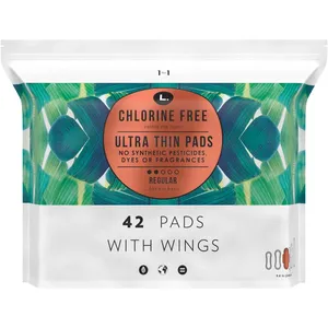 L. Chlorine Free Ultra Thin Pads - Organic Cotton, Regular Absorbency, 42 Count, Eco-Friendly Care