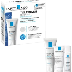 La Roche-Posay Toleriane Sensitive Cream Kit with Moisturizer, Caring Wash & Thermal Water