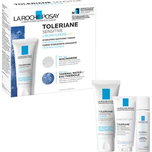 La Roche-Posay Toleriane Sensitive UV Kit - 40mL Moisturizer with SPF 30, 50mL Caring Wash & Thermal Water
