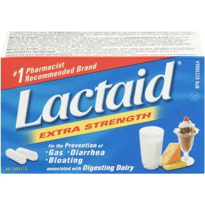 Lactaid Extra Strength Tablets, 40 Count - Digest Dairy, Prevent Gas & Bloating, Natural Lactase