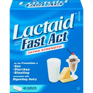 Lactaid Fast Act Caplets - Digestive Relief for Lactose Intolerance, 30 Caplets, Natural Enzyme