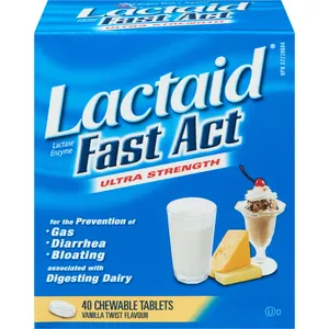 Lactaid Fast Act Chewable Tablets - Digestive Aid for Lactose Intolerance - 9000 FCC Lactase Units