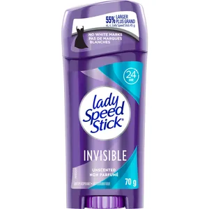 Lady Speed Stick Invisible Antiperspirant Deodorant, Unscented, 24-Hour Protection, Clear Stick