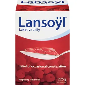 Lansoyl Laxative Jelly - Raspberry Flavor, Gentle Relief for Adults & Children, 15-45mL Dosage
