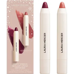 Laura Mercier Dreamy Embrace Lipstick Crayon Duo - Petal Soft Shades Ella & Lucie, 12-Hour Wear