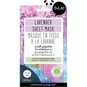 Lavender Sheet Mask - Biodegradable, Soothing Face Treatment with Jojoba & Vitamin E for Dry Skin