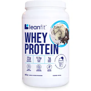 LeanFit Whey Protein Cookies & Cream - 25g Protein, 5.8g BCAA, Gluten-Free, Easy to Digest