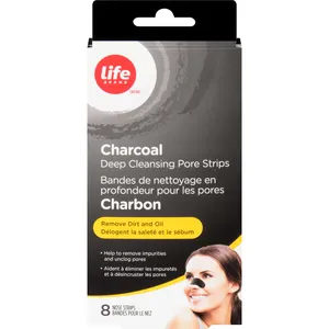 Life Brand Charcoal Deep Cleansing Pore Strips - Hypoallergenic Blackhead Removal Treatment