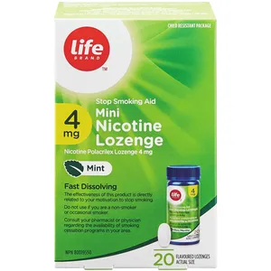 Life Brand Mini Nicotine Lozenges 4 mg - Fast Dissolving Stop Smoking Aid for Quick Relief