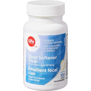 Life Brand Stool Softener Clear - Docusate Sodium 100 mg for Occasional Constipation Relief