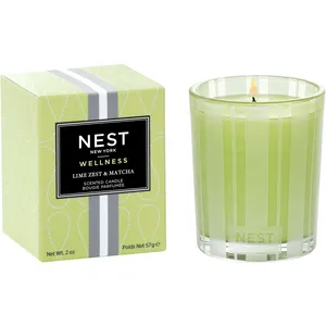 Lime Zest & Matcha Votive Candle - Energizing Scented Candle with Green Tea, Clary Sage, and Bergamot