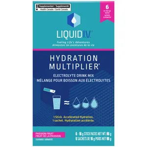 Liquid IV Passion Fruit Electrolyte Drink Mix 6 CT - Hydration Multiplier with 5 Essential Vitamins