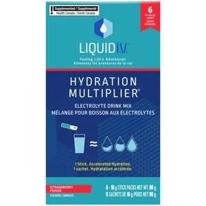 Liquid I.V. Strawberry Electrolyte Drink Mix 6 CT - Hydration Multiplier with Vitamins, Gluten-Free