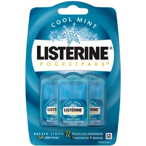 Listerine PocketPaks Breath Strips, Cool Mint - 72 Count Fresh Breath & Bacteria Killer