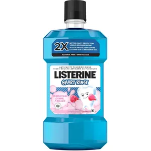 Listerine Smart Rinse Kids Mouthwash 500mL - Alcohol-Free Bubble Gum Flavor for Cavity Protection