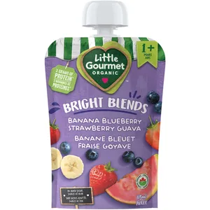 Little Gourmet Organic Toddler Snack Bright Blends Banana Blueberry Strawberry Guava 3g Protein