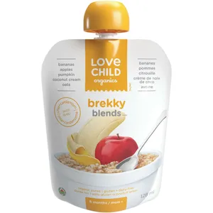 Love Child Brekky Blends Bananas, Apples, Pumpkin + Cardamom Puree - Organic, Dairy-Free Snack