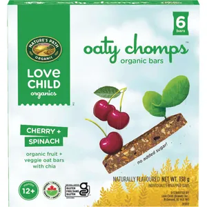 Love Child Oaty Chomps Cherry + Spinach Snack Bar - Organic, Vegan, Gluten-Free, No Added Sugar