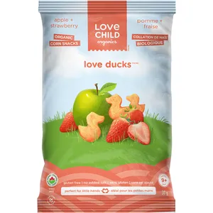 Love Ducks Apple + Strawberry Organic Puff Snacks - Non-GMO, Gluten-Free, Ideal for 9+ Months