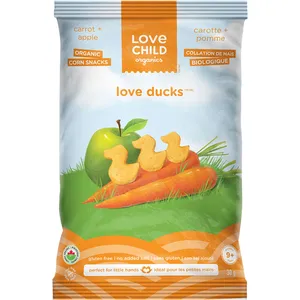 Love Ducks Carrot + Apple Organic Puff Snacks - Non-GMO, Gluten-Free, 9+ Months, 100g