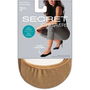 Low Cut Cotton Footcover - ONE SIZE - 3 Pairs of SECRET STEP SAVERSÂ®