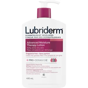 Lubriderm Advanced Moisture Therapy Lotion 480ml - Vitamin E, B5, Pro Ceramide, Fragrance-Free
