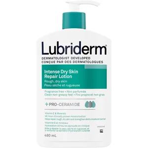Lubriderm Intense Dry Skin Repair Lotion 480ml - Vitamin E, Pro-Ceramide, Hypoallergenic, Fragrance-Free