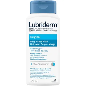 Lubriderm Original Body + Face Wash - 473ml Hydrating Cleanser with Pro-Ceramide & Shea Butter