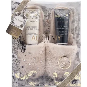 Luxury Foot Care Set - Slipper, Foot Lotion 100ml & Foot Scrub 100ml in Elegant PS Box