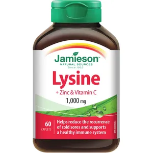 Lysine + Zinc & Vitamin C 1000mg for Immune Support and Cold Sore Relief