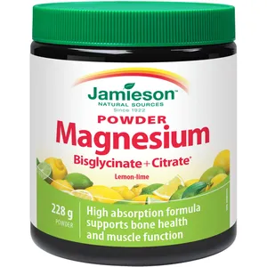 Magnesium Bisglycinate Plus Citrate Powder - Lemon-Lime Flavor for Healthy Bones & Muscles