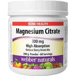 Magnesium Citrate Powder 300 mg Natural Berry Flavor for Healthy Bones and Muscles