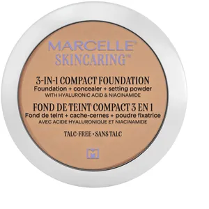 Marcelle Skincaring 3-in-1 Compact Foundation Concealer Setting Powder Ivory with Hyaluronic Acid