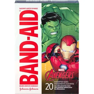 Marvel Avengers Adhesive Bandages for Kids - Fun Designs, 20 Sterile Adhesive Bandages
