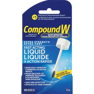Maximum Strength Compound W Fast Acting Liquid Wart Remover 10ml with Brush Applicator