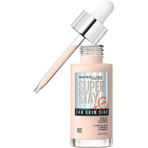 Maybelline Super Stay Up to 24H Skin Tint Foundation with Vitamin C, Shade 102, 30 ml â€“ Skin-Like Coverage