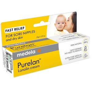 Medela Lanolin Nipple Cream for Breastfeeding - 1.3 oz, 100% Natural Relief for Sore Nipples