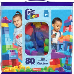 Mega Bloks First Builders Big Building Bag - 80 Colorful Blocks for Toddlers, Perfect Gift for Ages 1+