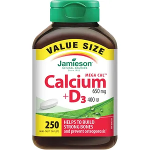 Mega Cal Calcium 650 mg + Vitamin D3 400 IU â€“ Supports Healthy Bones & Immune System, Value Size