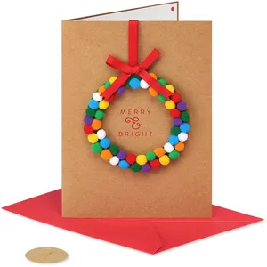 Merry & Bright Christmas Card with Detachable Ornament - Fun & Joy Holiday Greeting