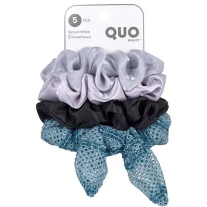 Metallic Multi Scrunchies in Grey and Blue - Eco-Friendly, Recyclable Packaging for All Hair Types
